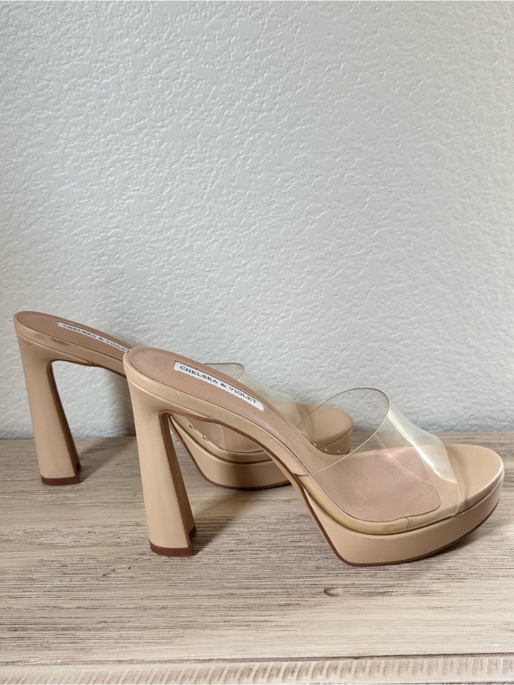 CHELSEA & VIOLET Nude Clear Strap Platform Heels . Size 9.5 - Picture 8 of 10